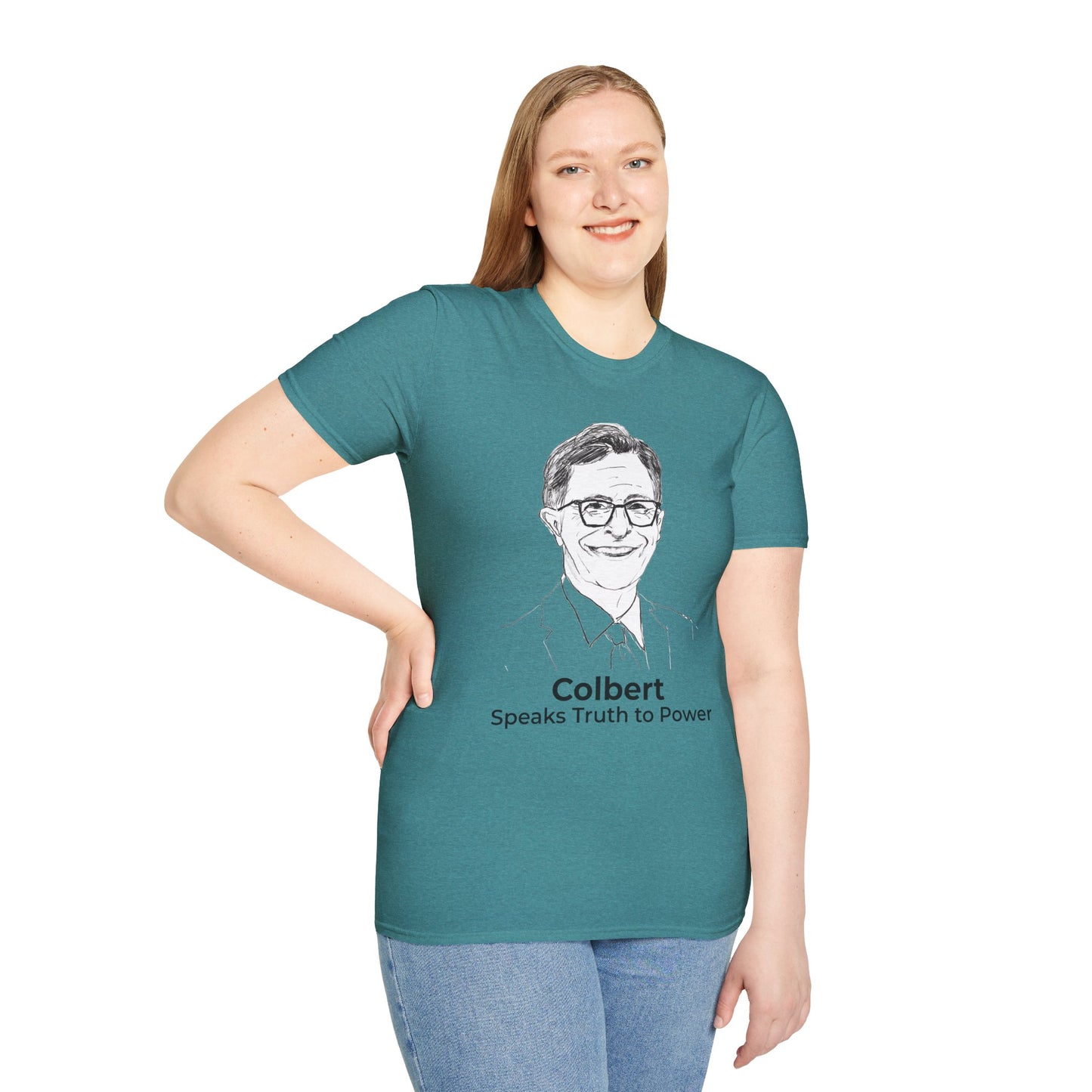 Stephen Colbert Shirt – Comedy Is Not a Crime Political T-Shirt — Heather Galapagos Blue