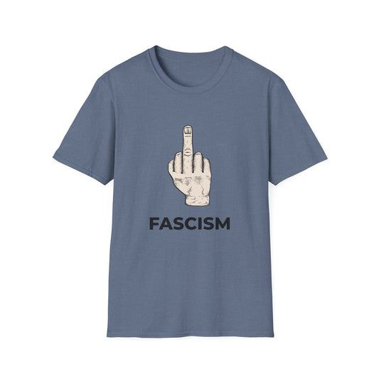 Fuck Fascism – No Kings Anti-Authoritarian Two-Sided T-Shirt (Heather Indigo)