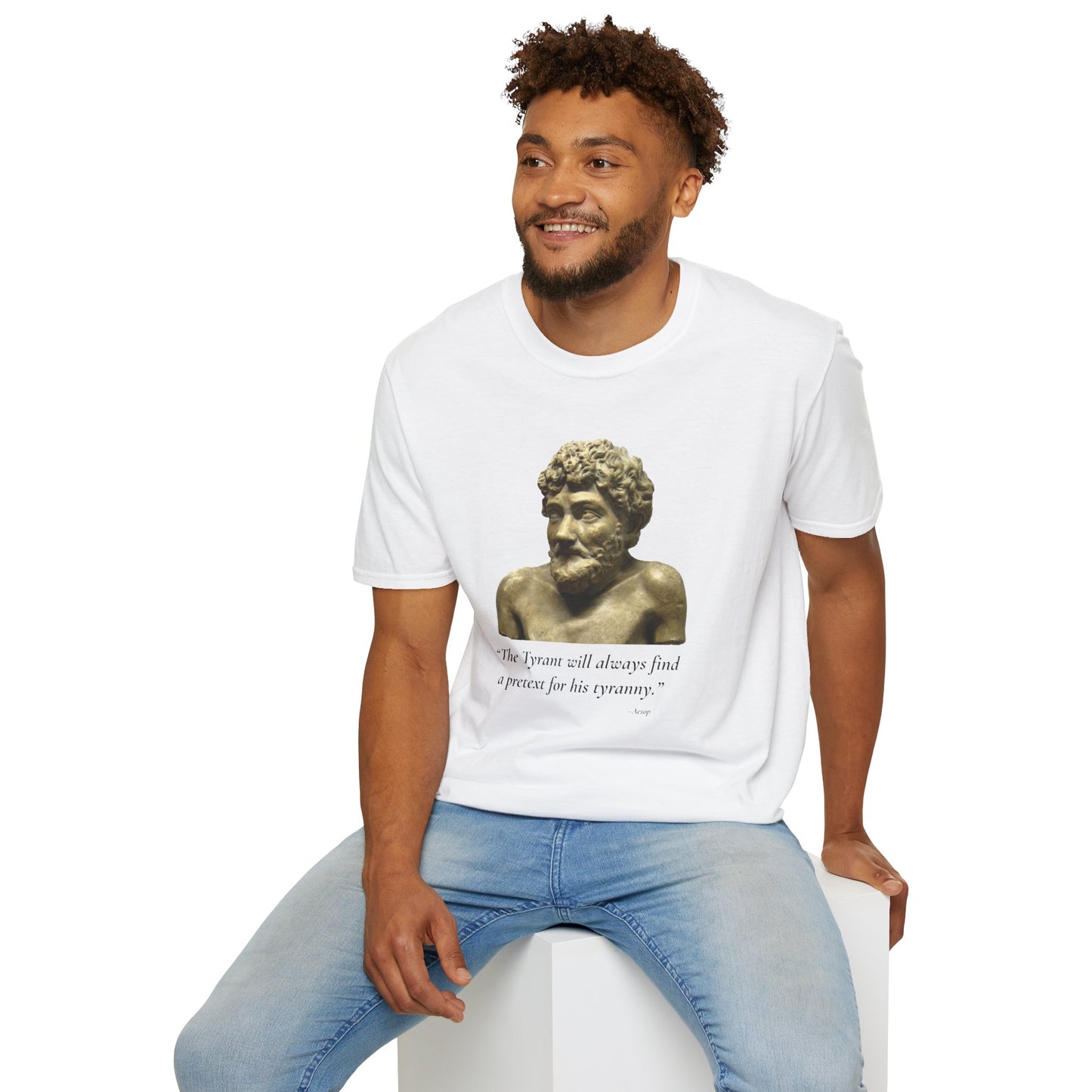 The Tyrant’s Pretext T-Shirt White – Aesop Quote Front