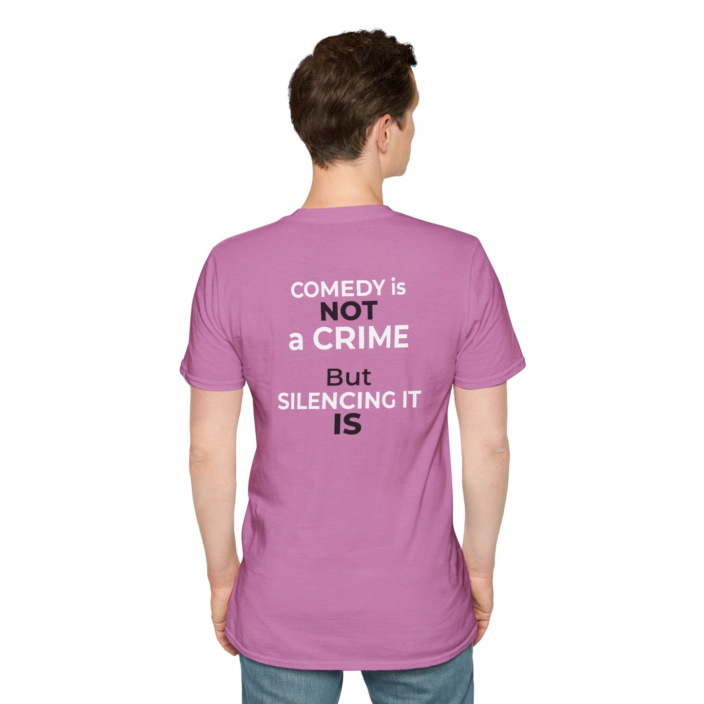 Comedy Is Not a Crime T-Shirt – Jimmy Kimmel Free Speech Protest Tee – Heather Radiant Orchid