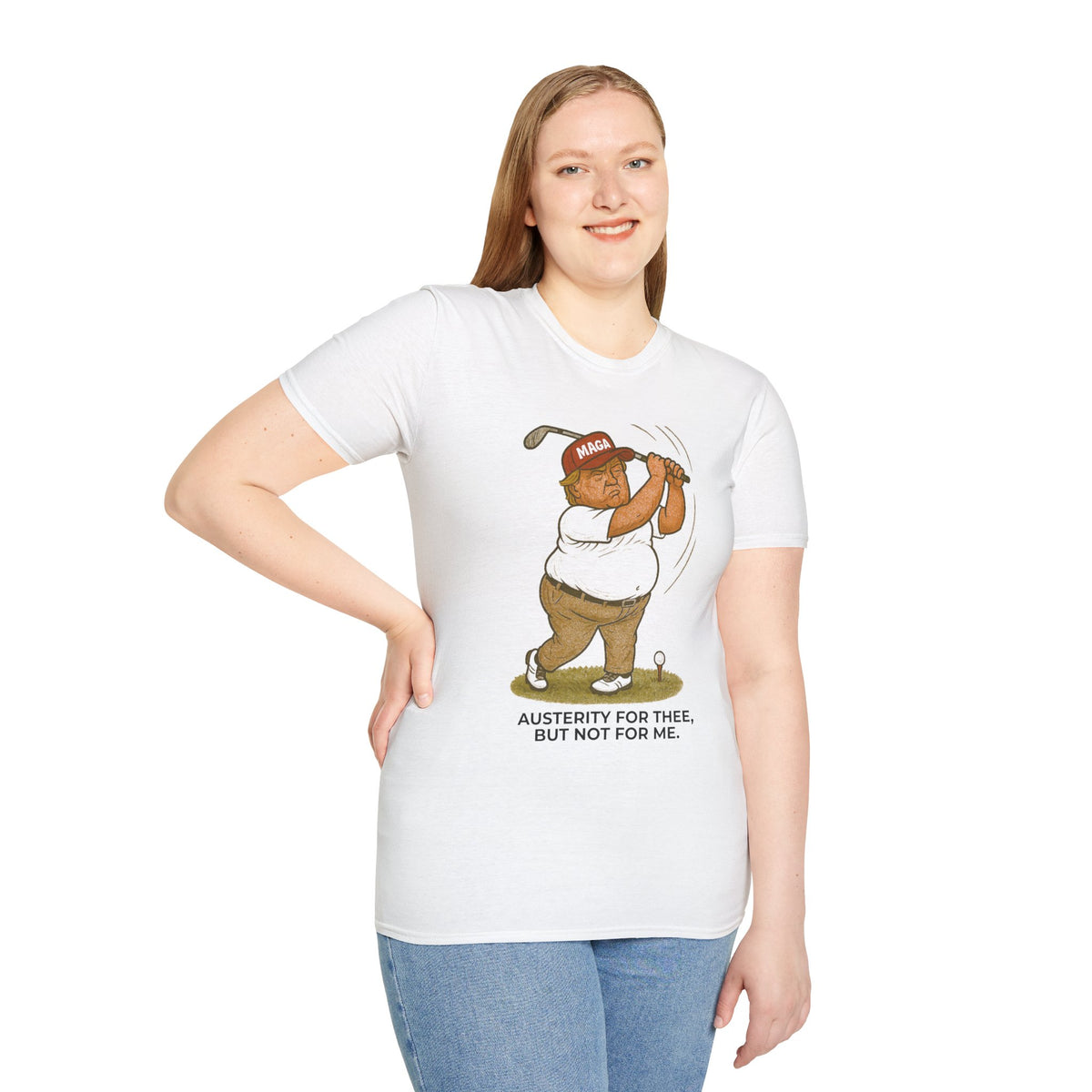 Austerity for Thee – Trump Golfing Political Satire T-Shirt