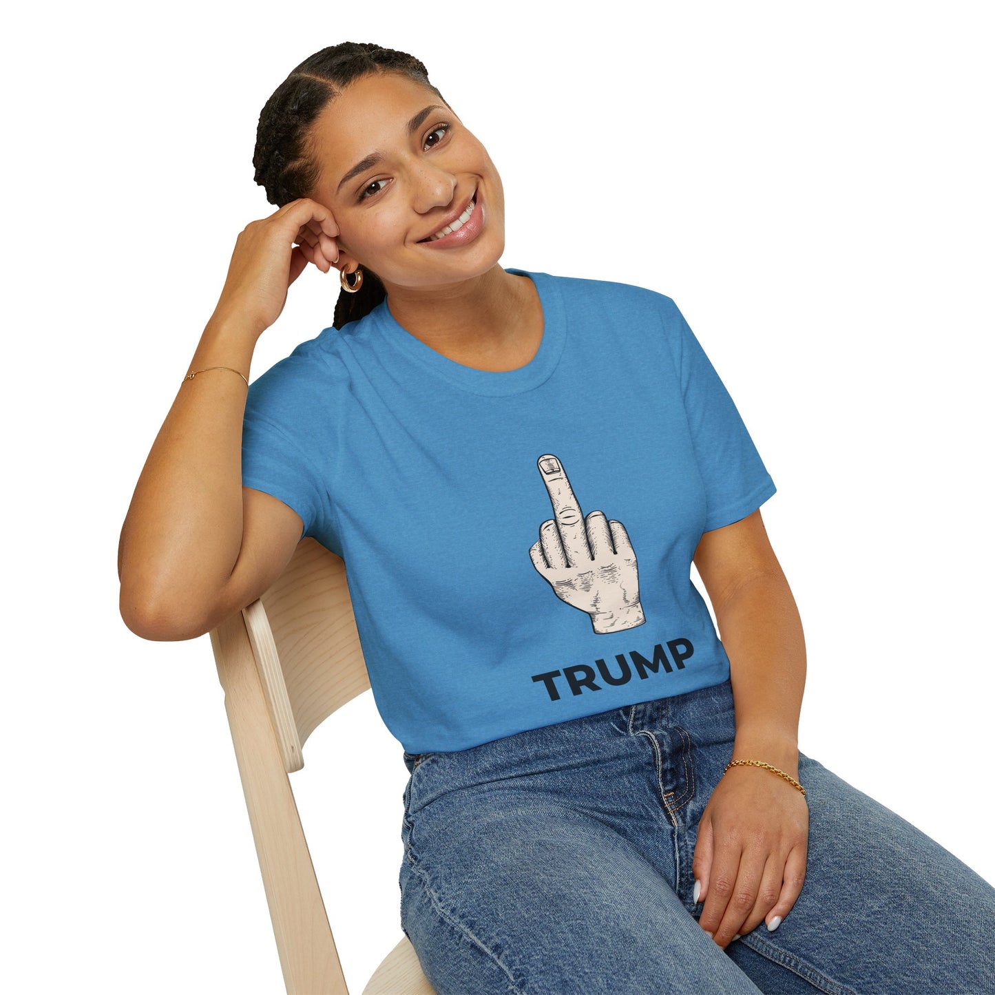 Flipping Off Tyranny: No Kings in America – Two-Sided Statement Tee – Heather Sapphire Blue Edition