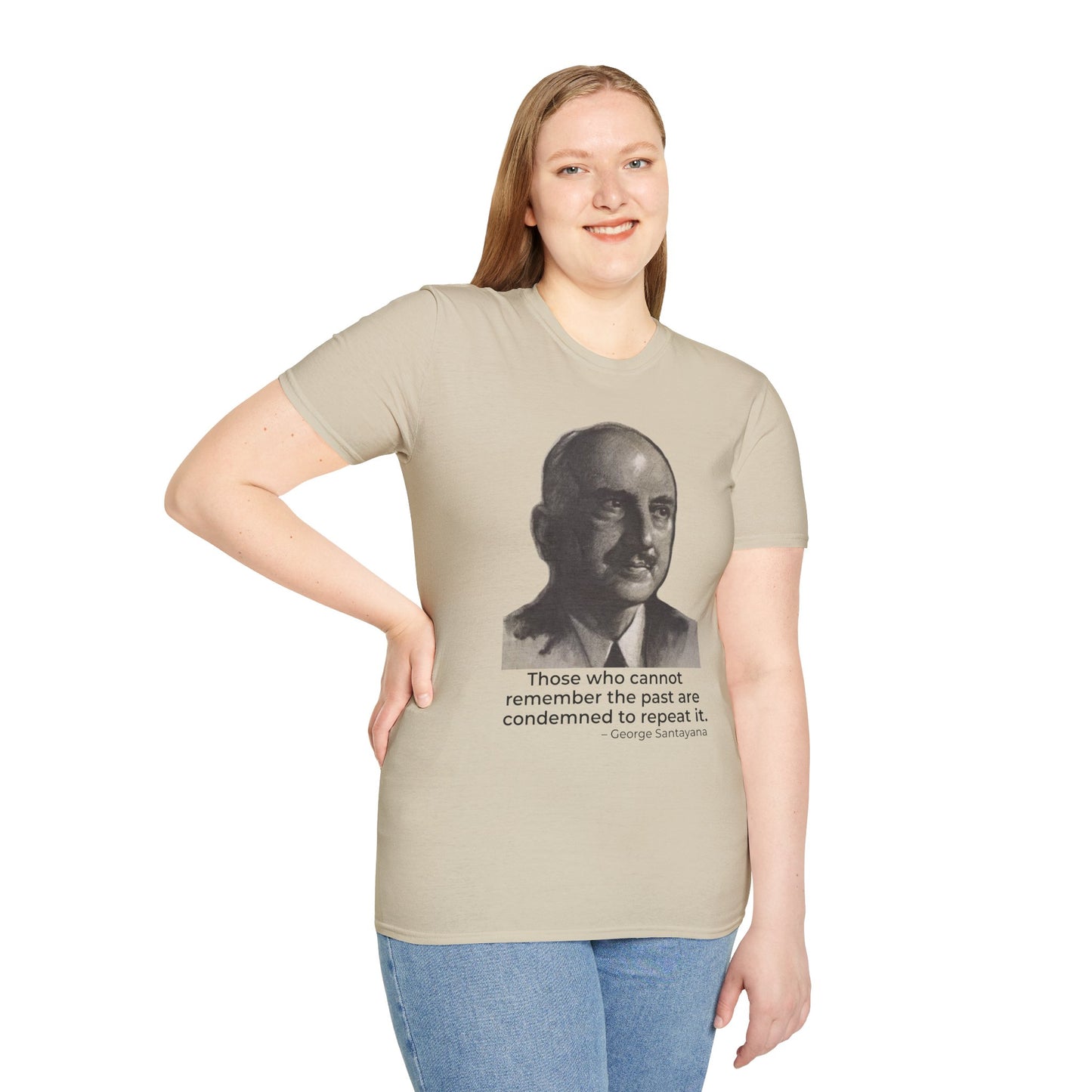 George Santayana History Quote Tee – Remember the Past (Sand)