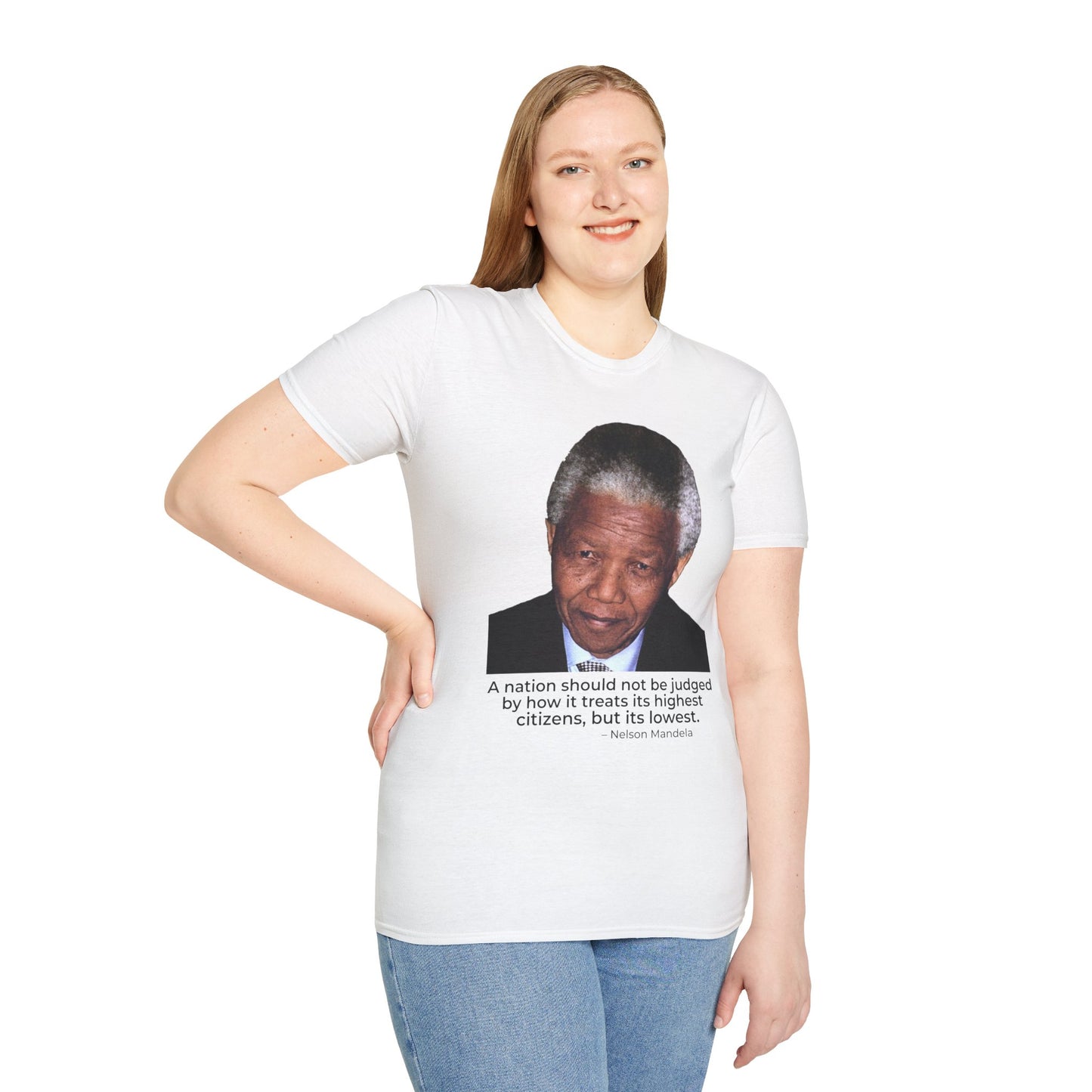 Nelson Mandela Justice Quote T-Shirt – A Nation Is Judged by Its Lowest