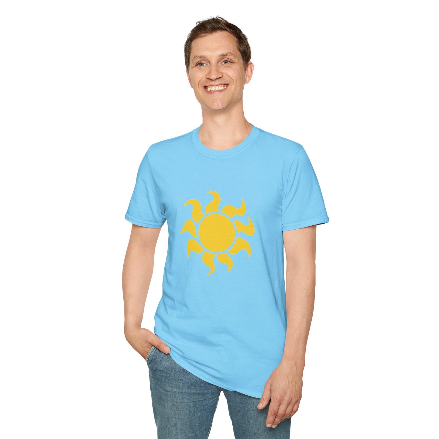 Cheap, Clean, and Burns Forever Sun T-Shirt | Sky Blue Solar Power Tee