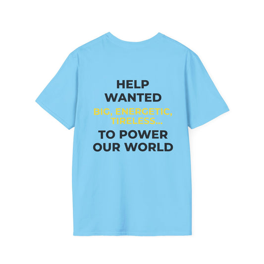 Help Wanted Sun T-Shirt | Sky Blue Renewable Energy Tee