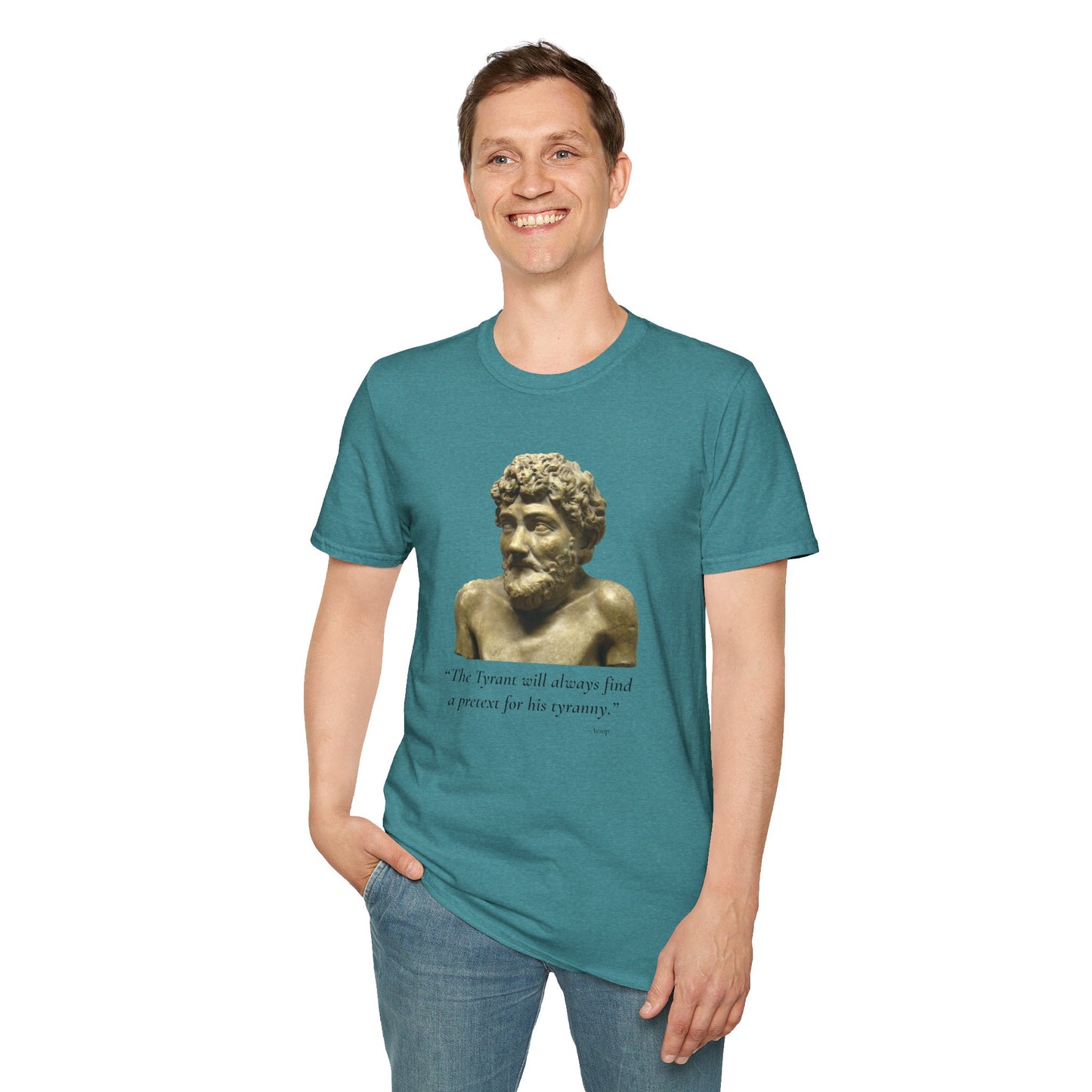 Two-Sided Tyranny Quote T-Shirt – Aesop Front / Crisis Pretexts Back