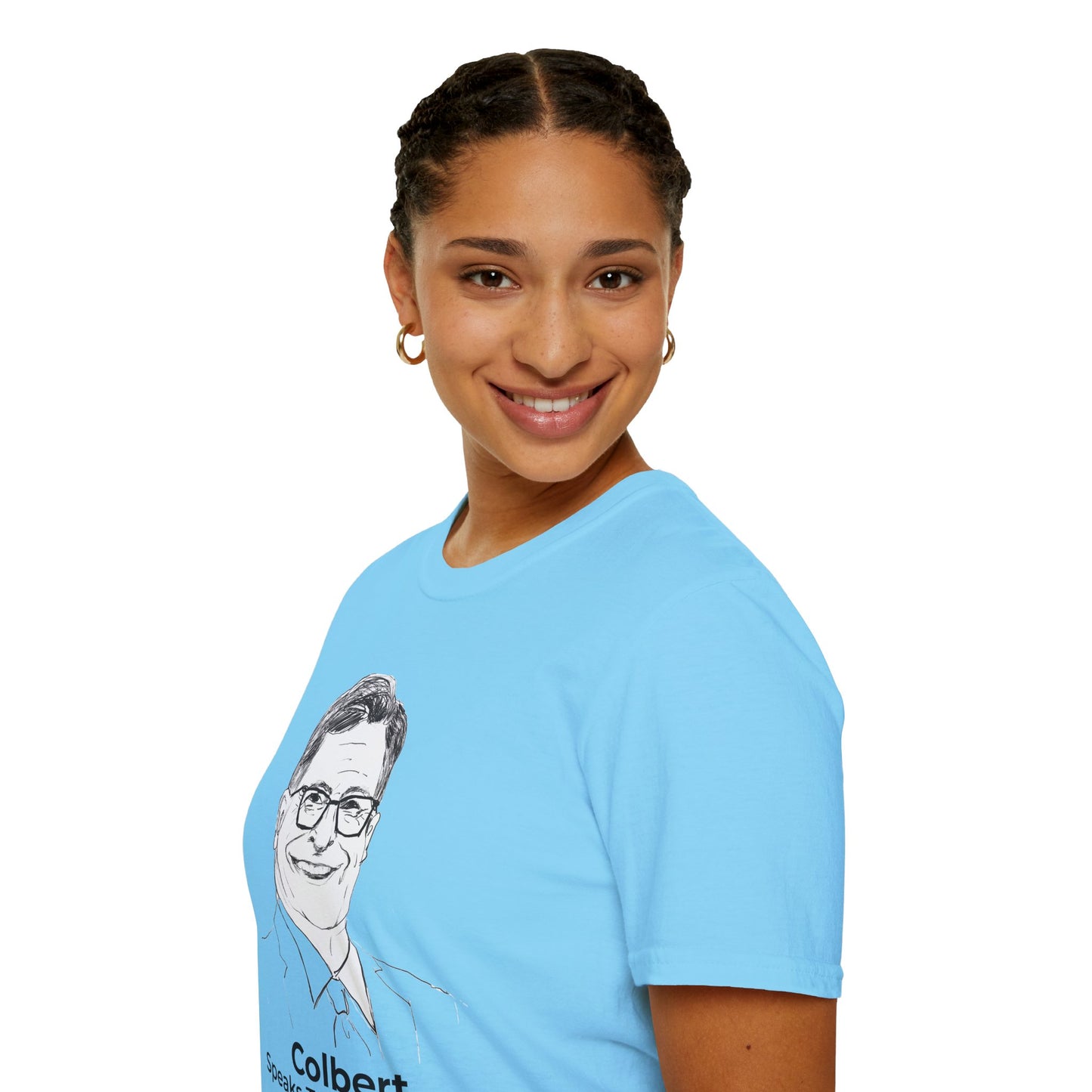 Stephen Colbert Shirt – Comedy Is Not a Crime Political T-Shirt — Sky Blue