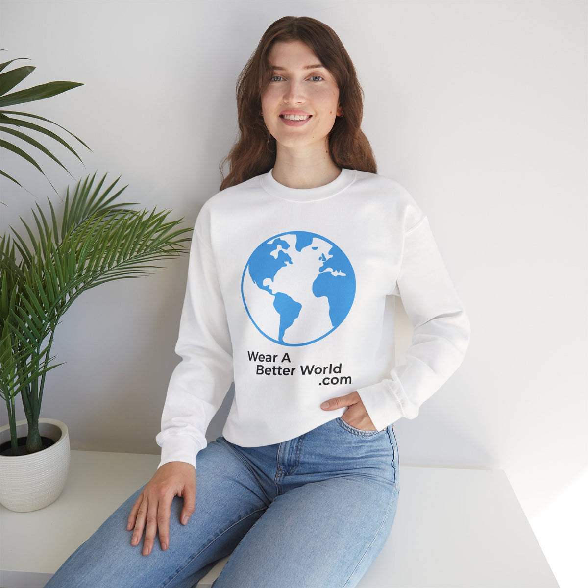 Wear A Better World Sweatshirt – This STOPS When we say NO – White