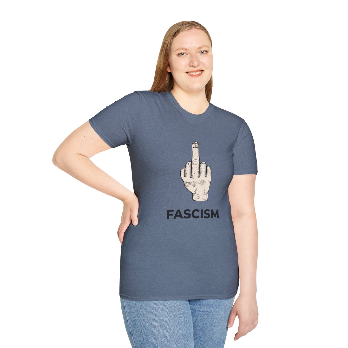No Kings Protest Shirt – Resist Fascism Anti-Authoritarian Tee – Heather Indigo