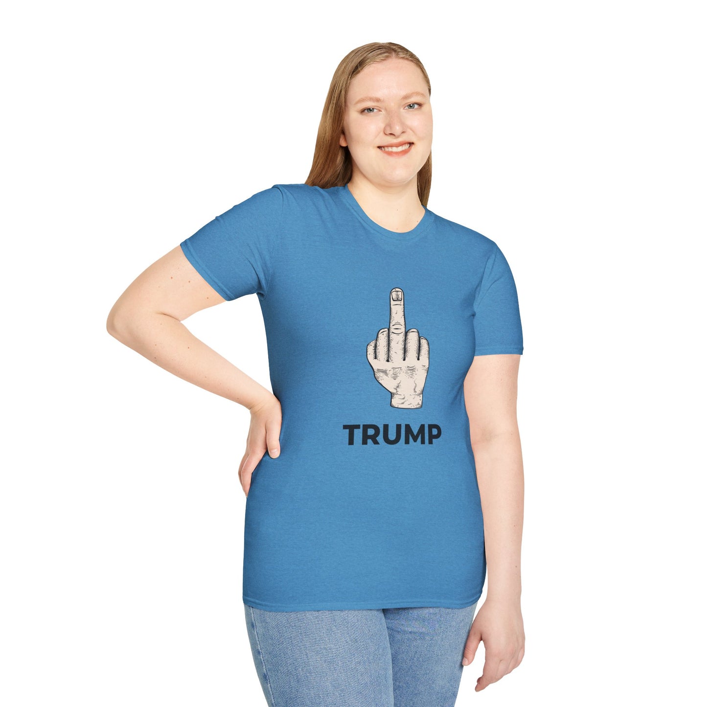 Flipping Off Tyranny: No Kings in America – Two-Sided Statement Tee – Heather Sapphire Blue Edition