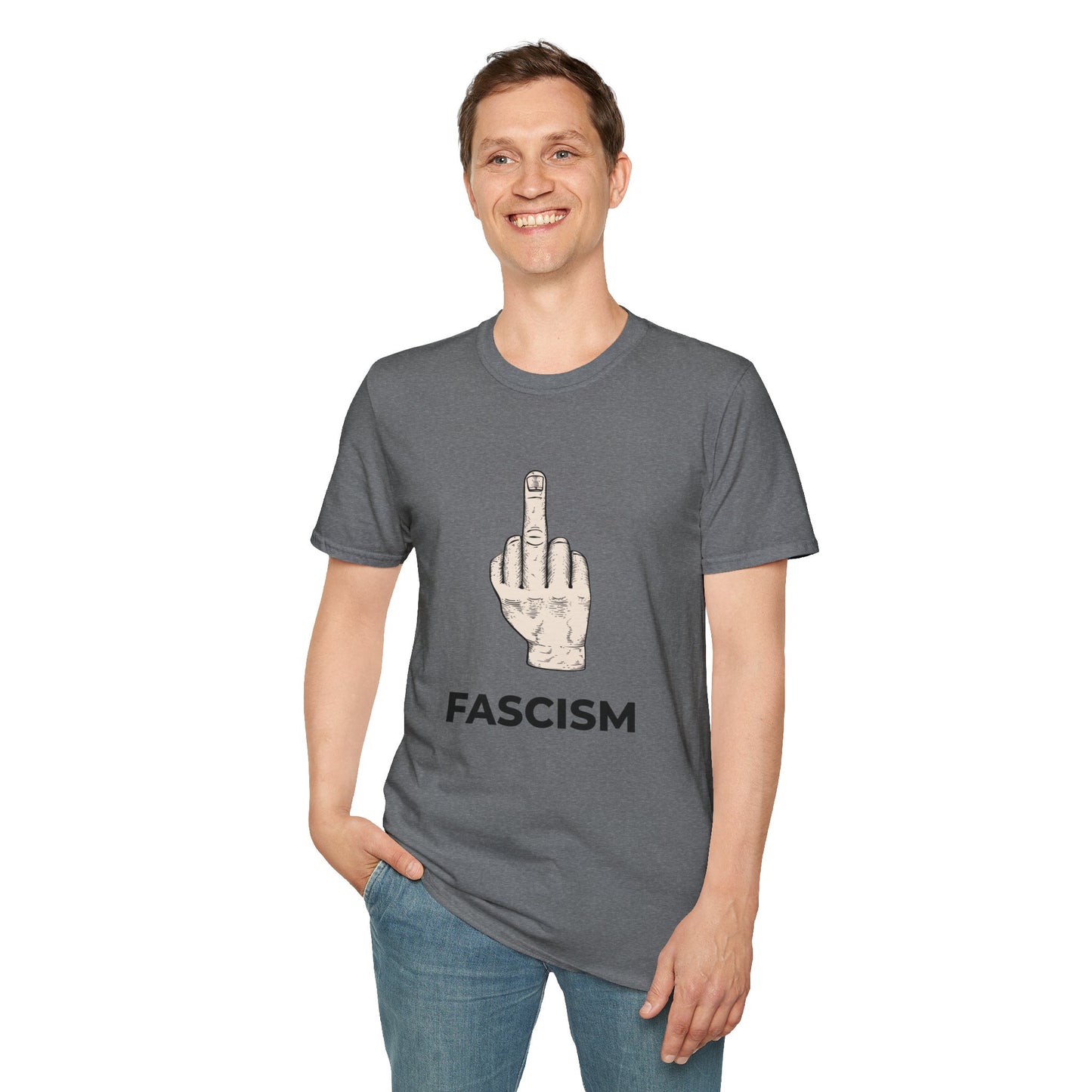 No Kings Protest Shirt – Resist Fascism Anti-Authoritarian Tee – Graphite Heather