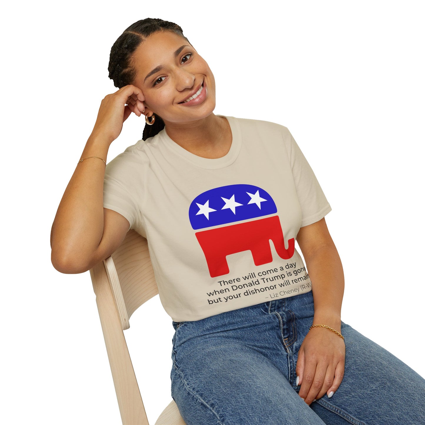 Liz Cheney Dishonor Will Remain Tee – Republican Accountability Quote Shirt  – Sand