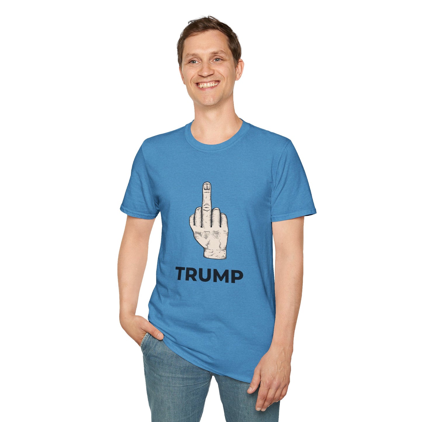 Flipping Off Tyranny: No Kings in America – Two-Sided Statement Tee – Heather Sapphire Blue Edition