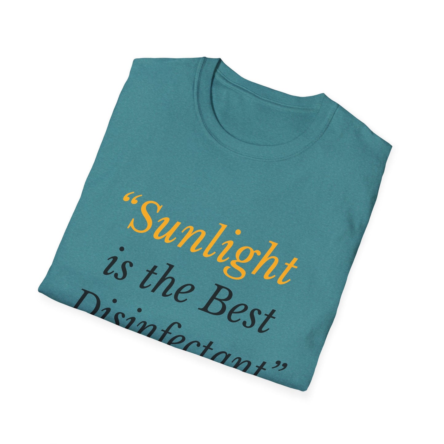 Sunlight Is the Best Disinfectant T-Shirt – Release the Truth – Heather Galapagos Blue