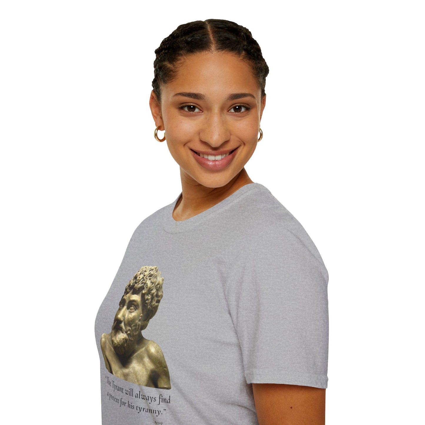 Tyranny Quote T-Shirt – “The Tyrant Will Always Find a Pretext for His Tyranny” – Aesop – Sport Grey