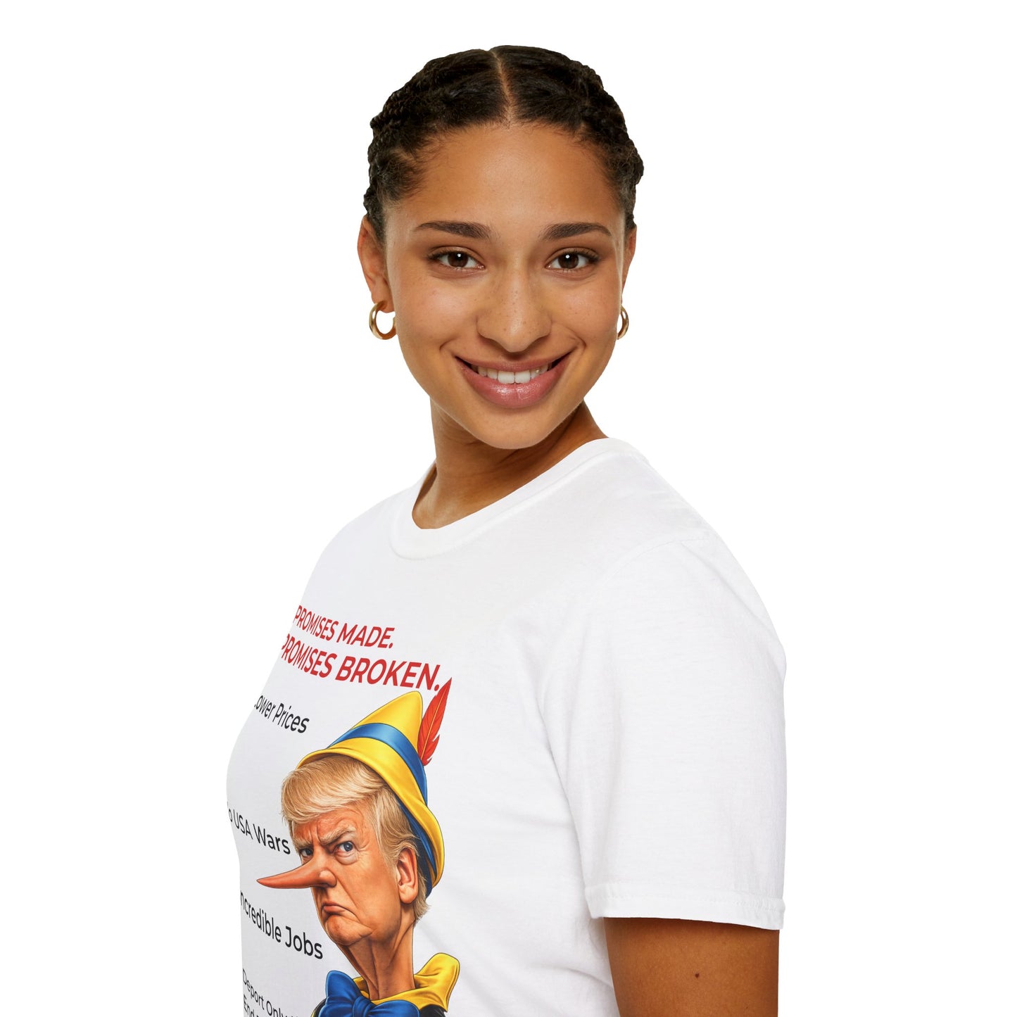 Trump Pinocchio T-Shirt – Promises Made Promises Broken Protest Tee