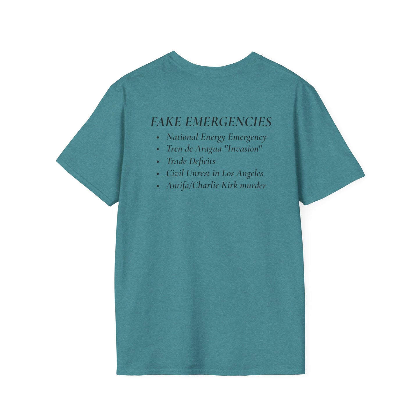 The Tyrant’s Pretext T-Shirt – Aesop Quote Front & Fake Emergencies Back