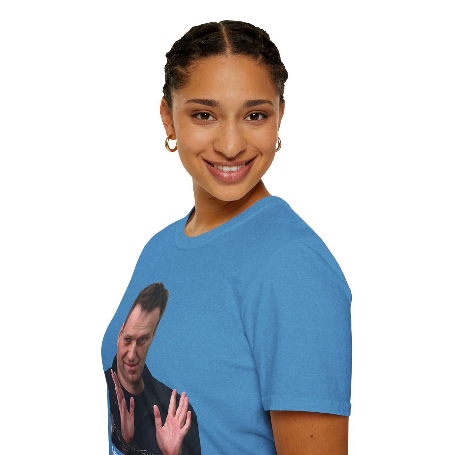 Resist Dictatorship Alexey Navalny Tribute T-Shirt – Pro-Democracy & Anti-Authoritarian Tee – Heather Sapphire Blue Edition