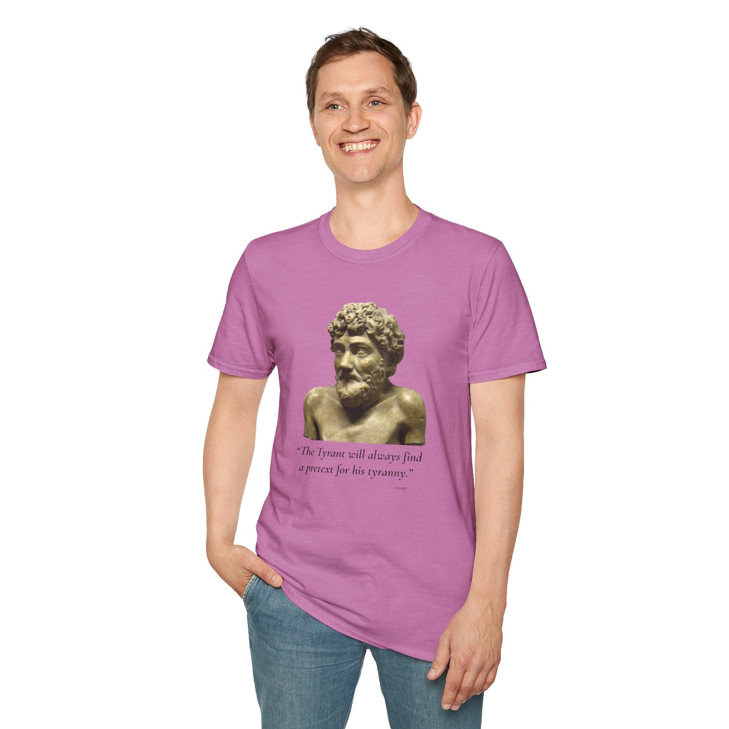 Two-Sided Tyranny Quote T-Shirt – Aesop Front / Crisis Pretexts Back