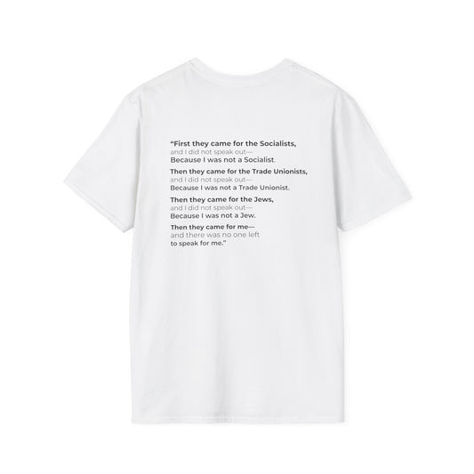 Final Full Quote-“Speak Out While You Still Can” — Martin Niemöller Tribute Tee