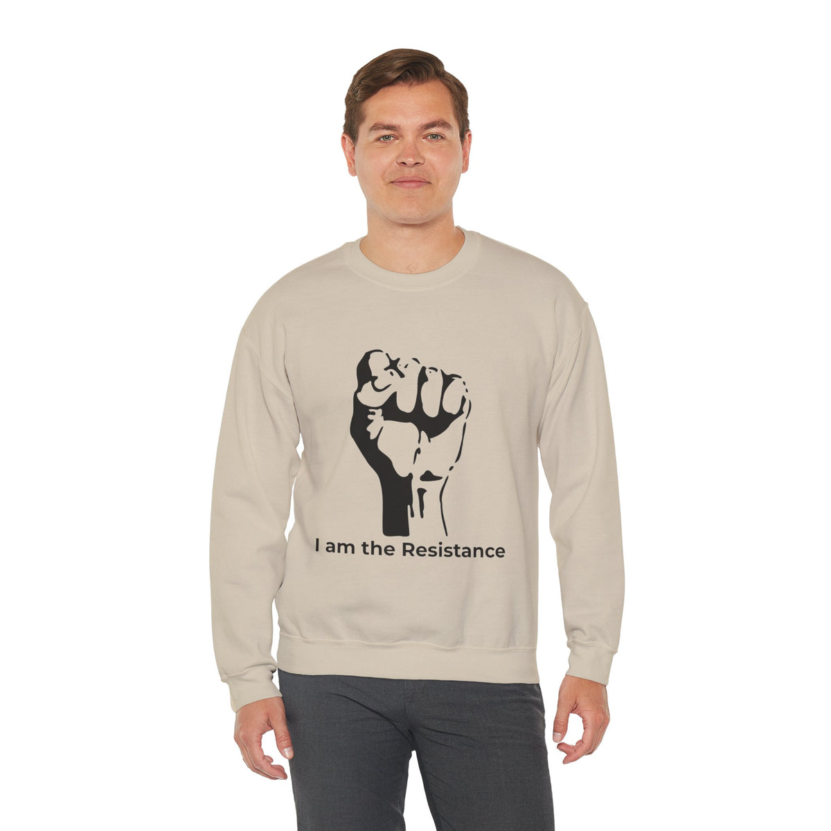 I Am the Resistance Crewneck Sweatshirt – This Stops When Enough of Us Say NO – Sand