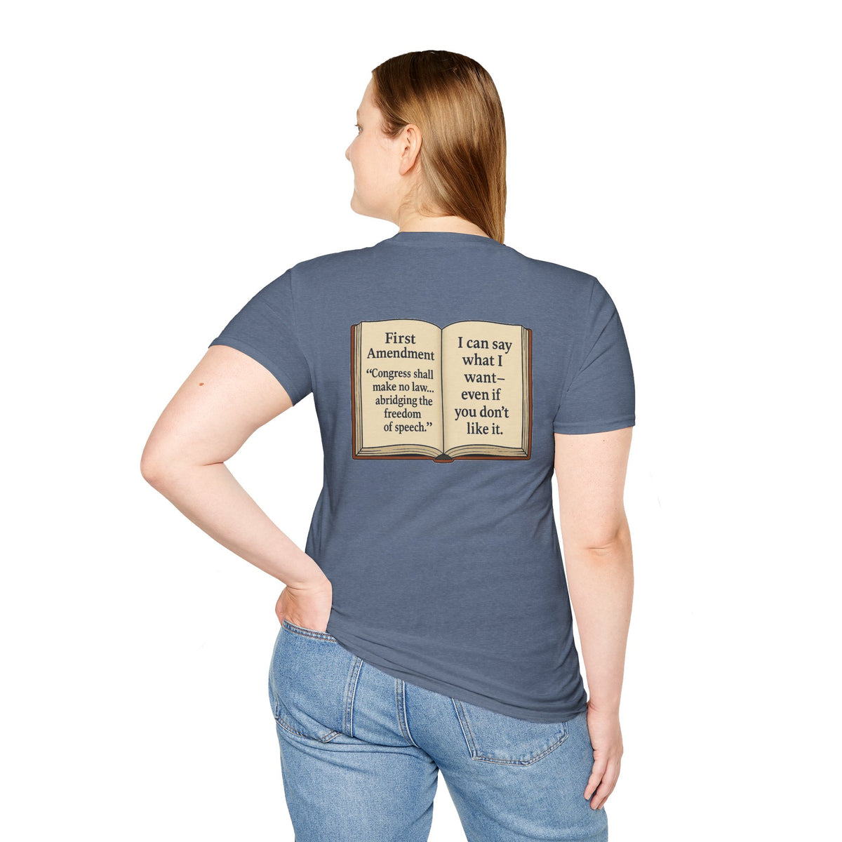 First Amendment Protest Shirt – Flipping Off Tyranny Free Speech Tee – Heather Indigo