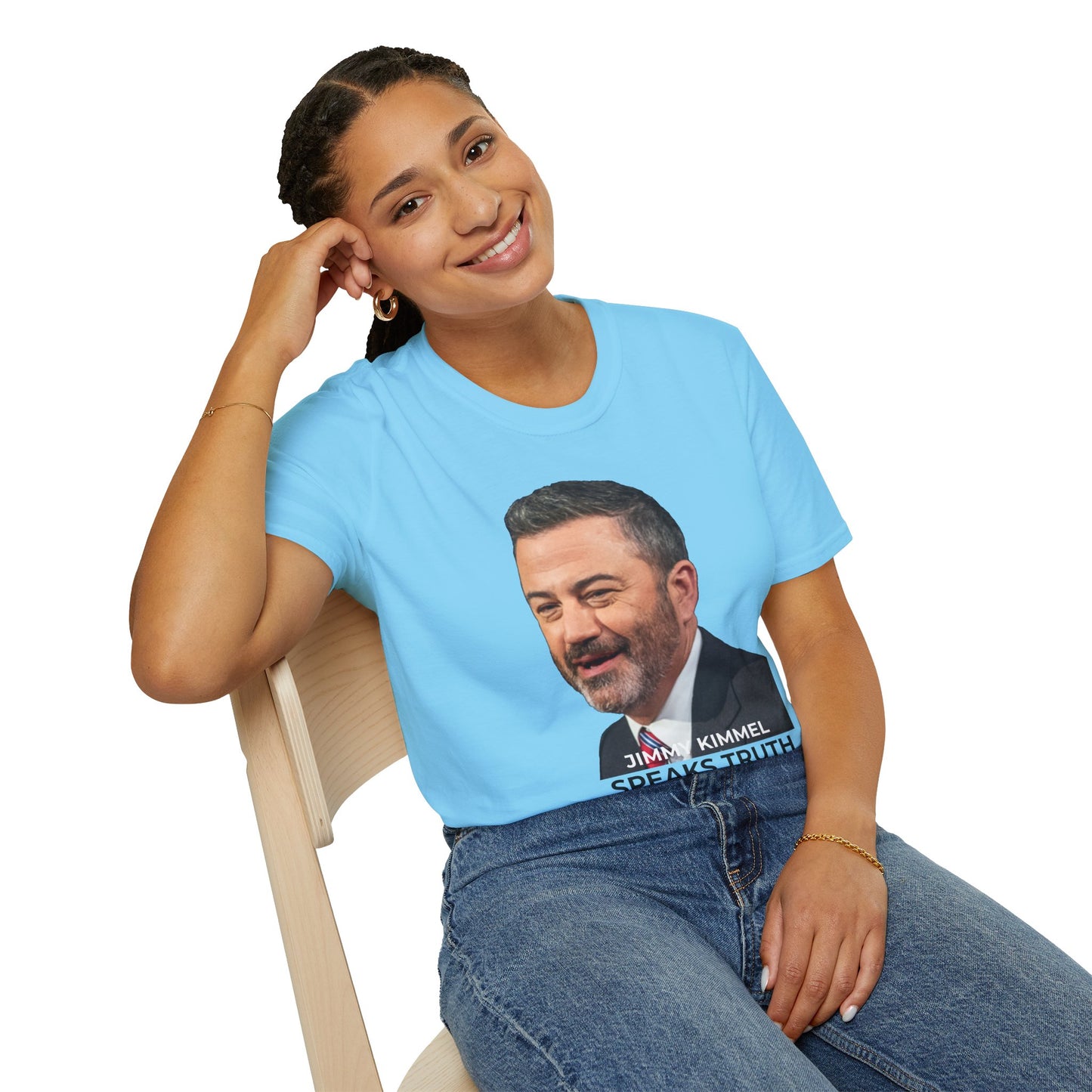 Comedy Is Not a Crime – Silencing It Is – Jimmy Kimmel Tee – Sky Blue