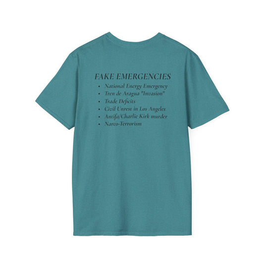 The Tyrant’s Pretext T-Shirt – Aesop Quote Front & Fake Emergencies Back