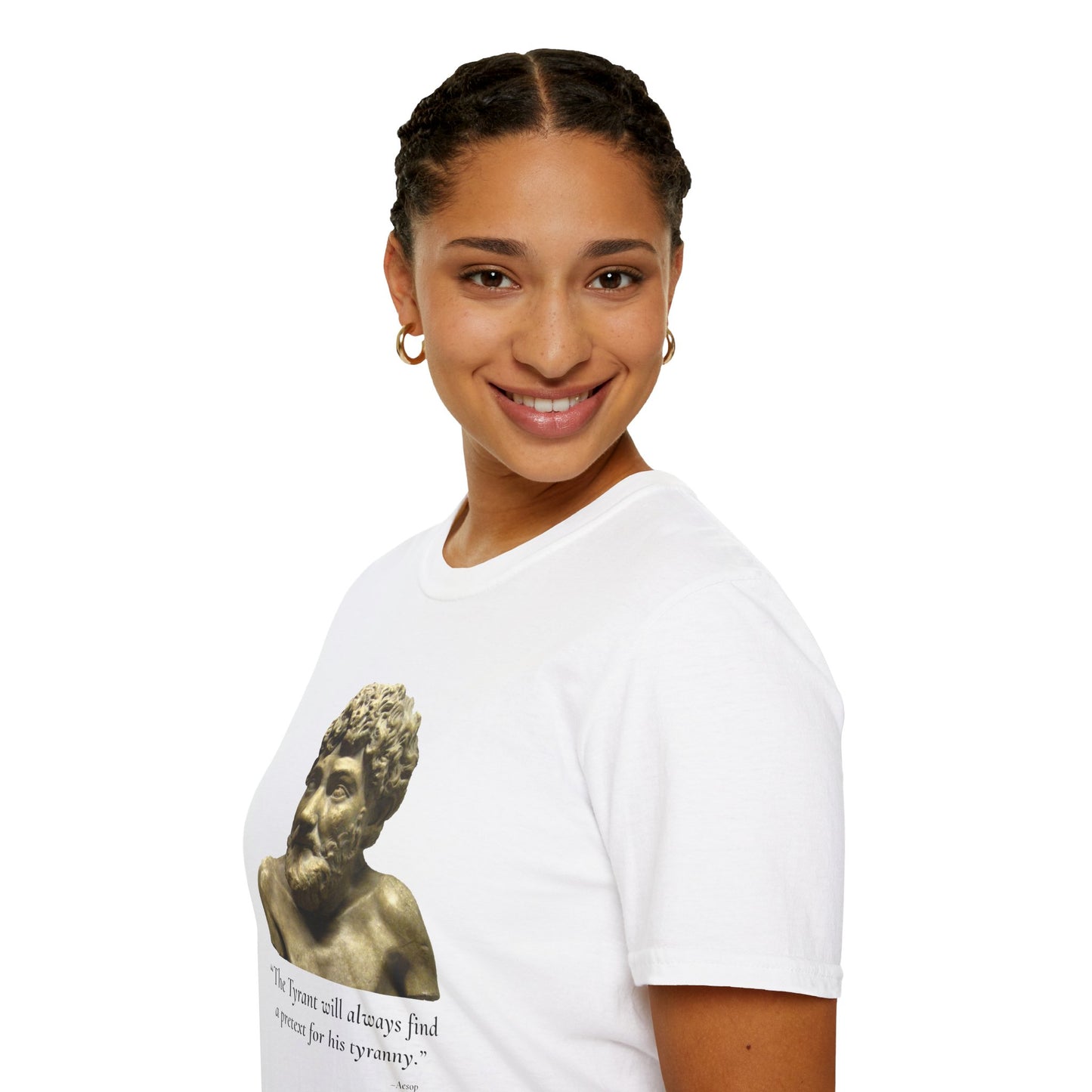 The Tyrant’s Pretext T-Shirt White – Aesop Quote Front
