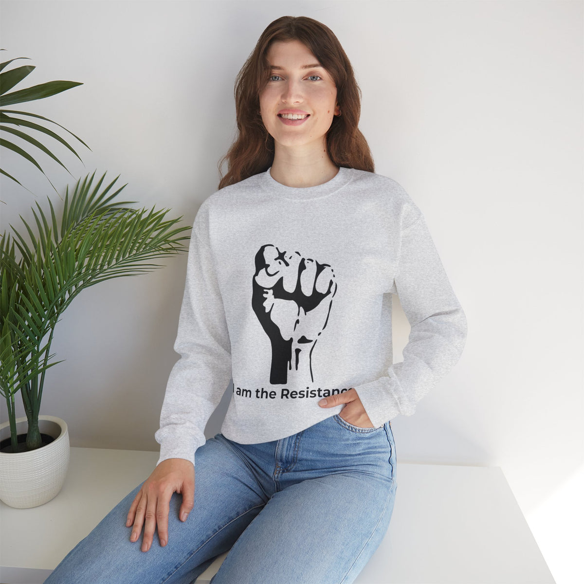 I Am the Resistance Crewneck Sweatshirt – This Stops When Enough of Us Say NO – Ash