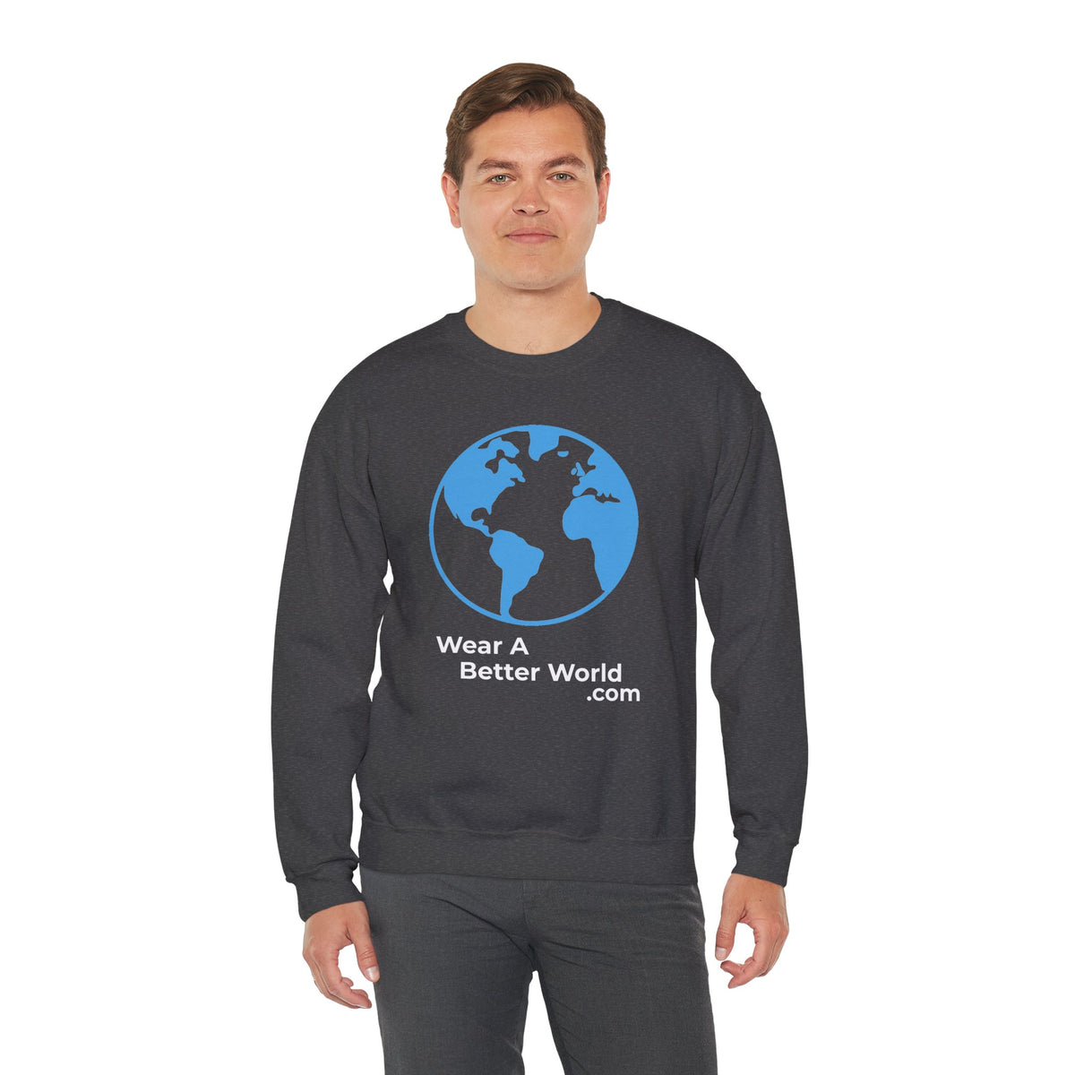Wear A Better World Sweatshirt – This STOPS when we say NO – Dark Heather