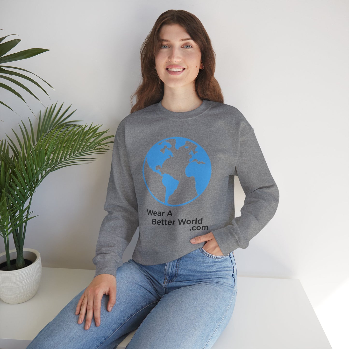 Wear A Better World Sweatshirt – I Am the Resistance – Say NO Back Print – Graphite Heather