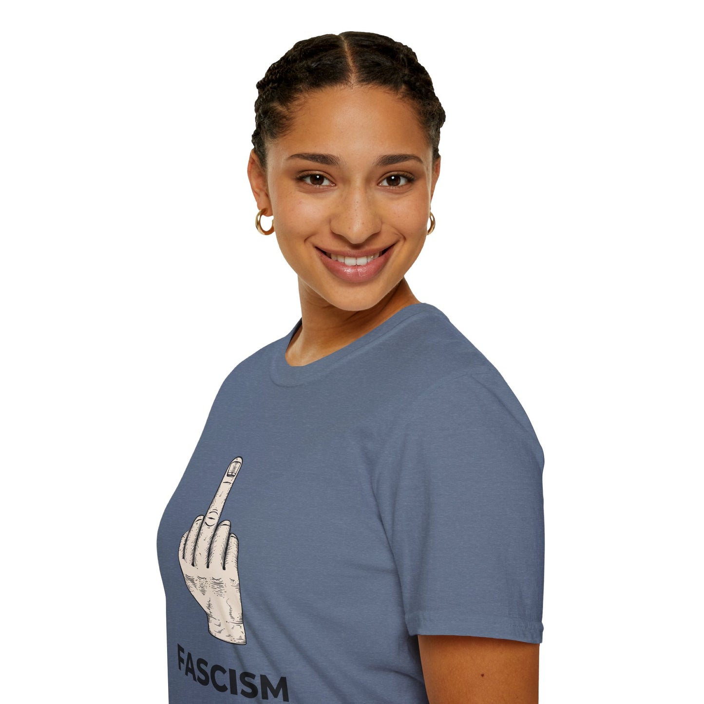 No Kings Protest Shirt – Resist Fascism Anti-Authoritarian Tee – Heather Indigo