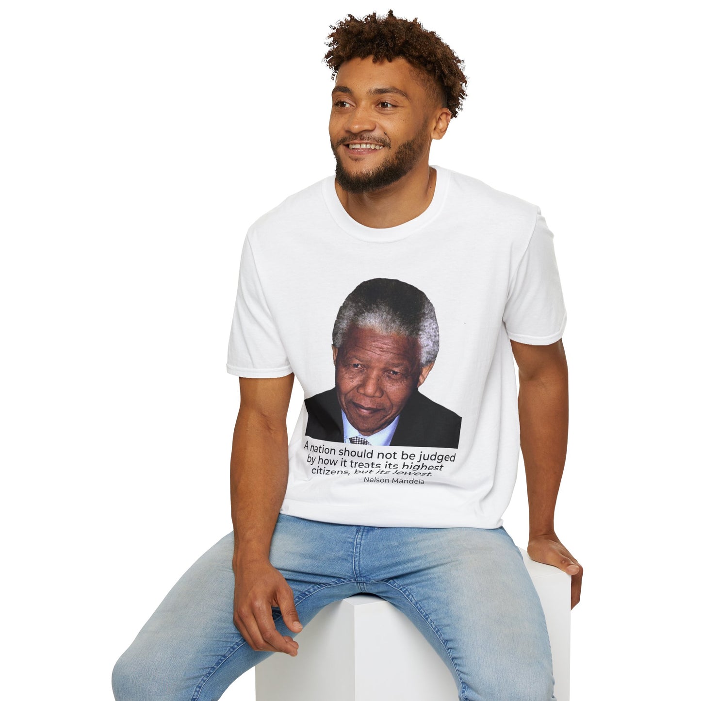 Nelson Mandela Justice Quote T-Shirt – A Nation Is Judged by Its Lowest