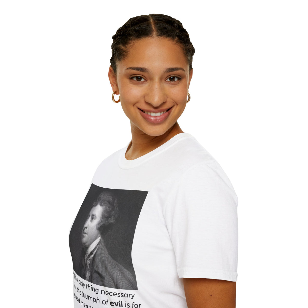 Edmund Burke Quote Tee – The Triumph of Evil Is When Good Men Do Nothing – White