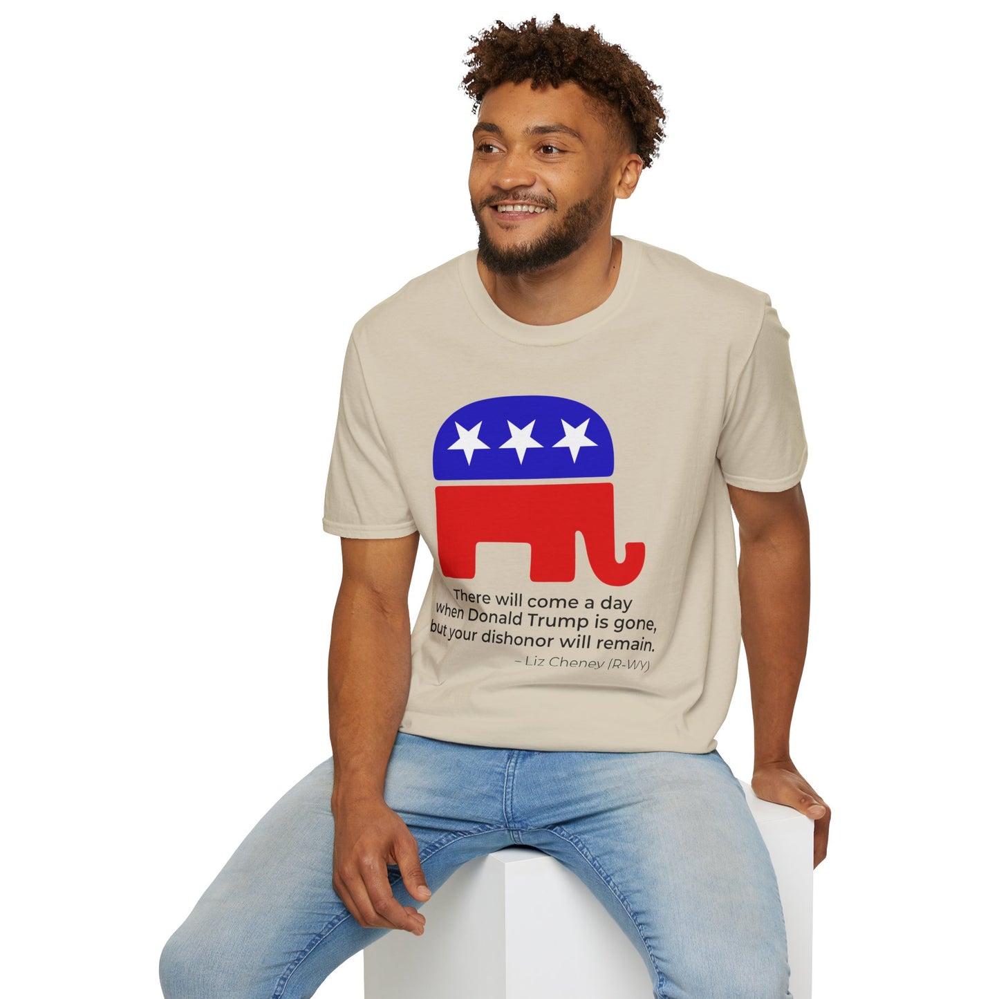 Liz Cheney Dishonor Will Remain Tee – Republican Accountability Quote Shirt  – Sand