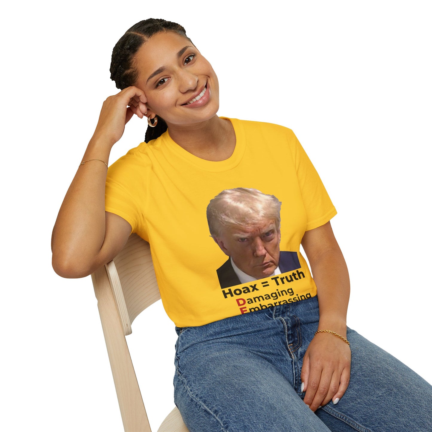 Hoax = Truth – Damaging, Embarrassing, Inconvenient Evidence Tee–Yellow Edition