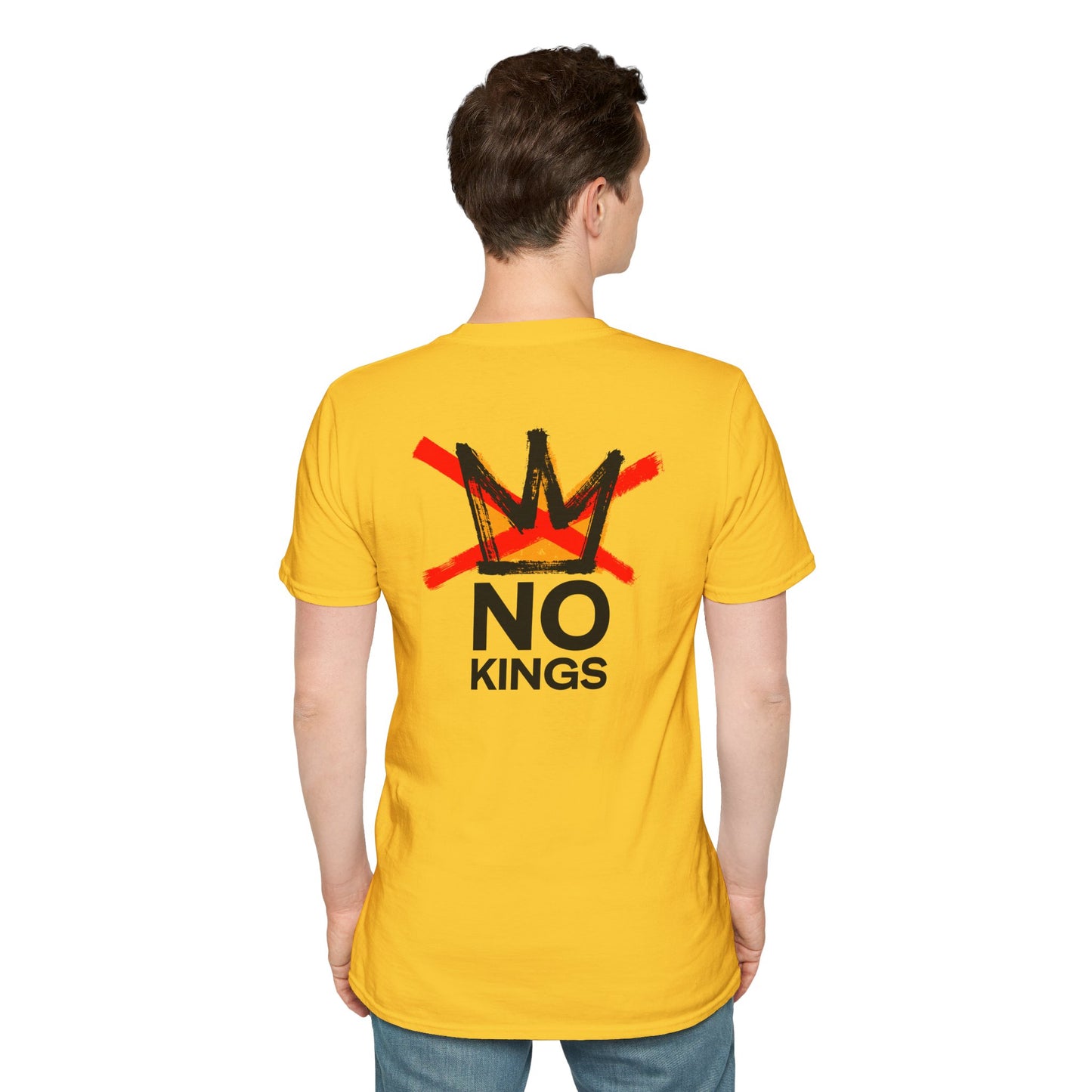 Flipping Off Tyranny: No Kings in America — Two-Sided Statement Tee – Daisy Yellow Edition
