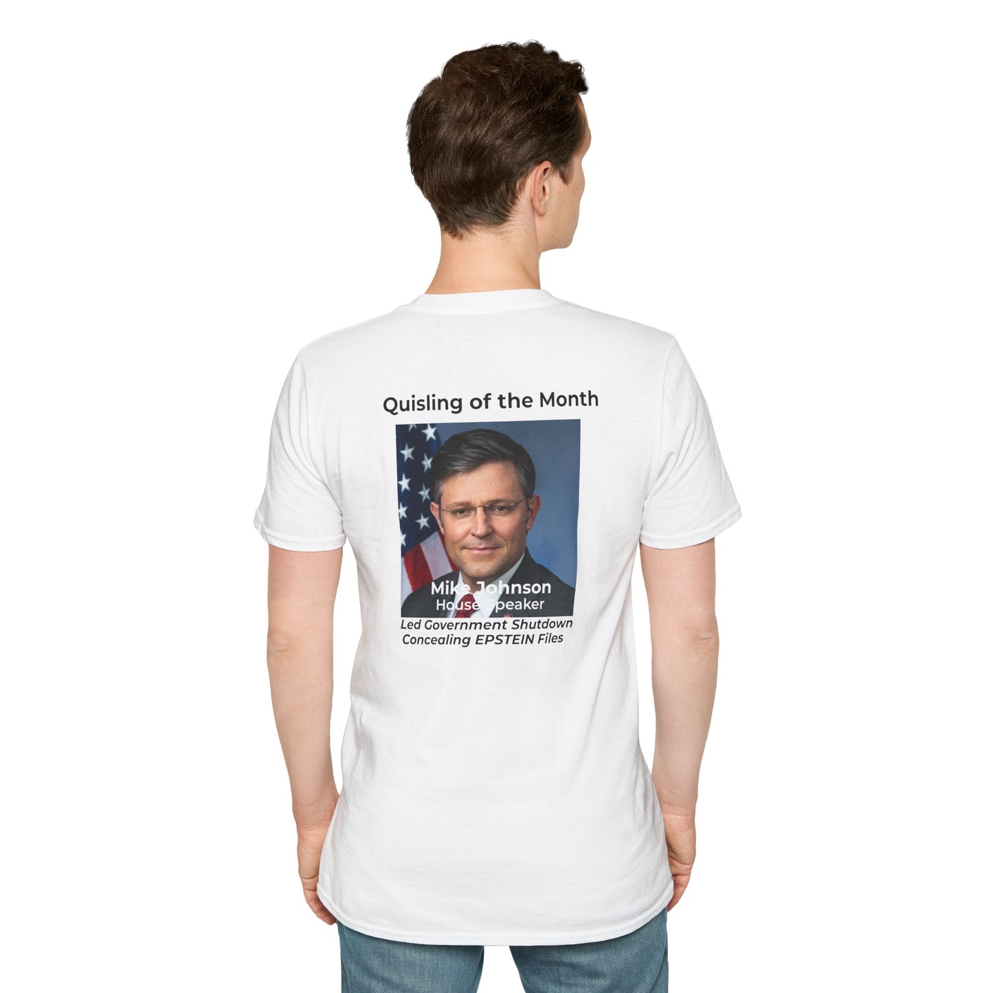 Quisling of the Month (November) T-Shirt – Vidkun Quisling & Mike Johnson Political Satire Tee
