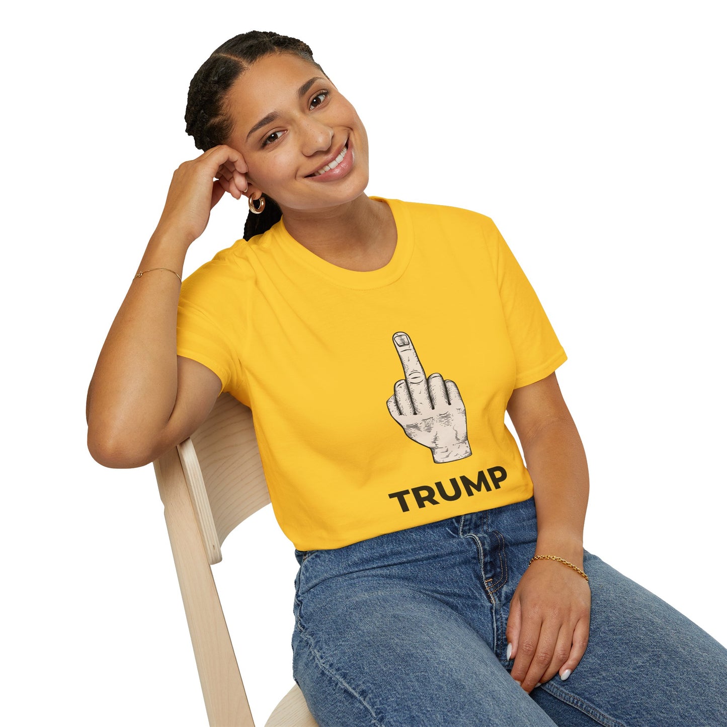 Flipping Off Tyranny: No Kings in America — Two-Sided Statement Tee – Daisy Yellow Edition