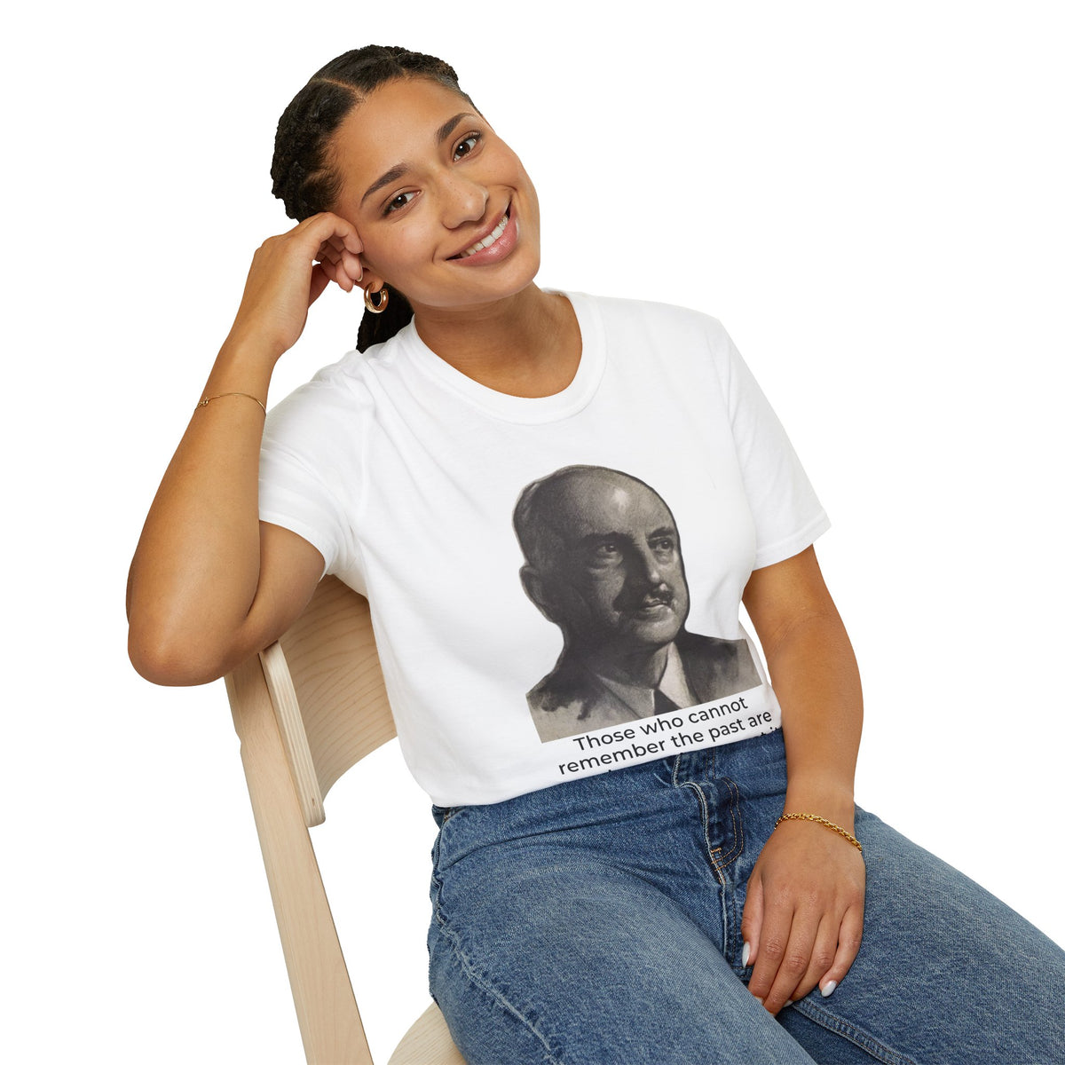 George Santayana Quote Shirt – Remember the Past Tee – White