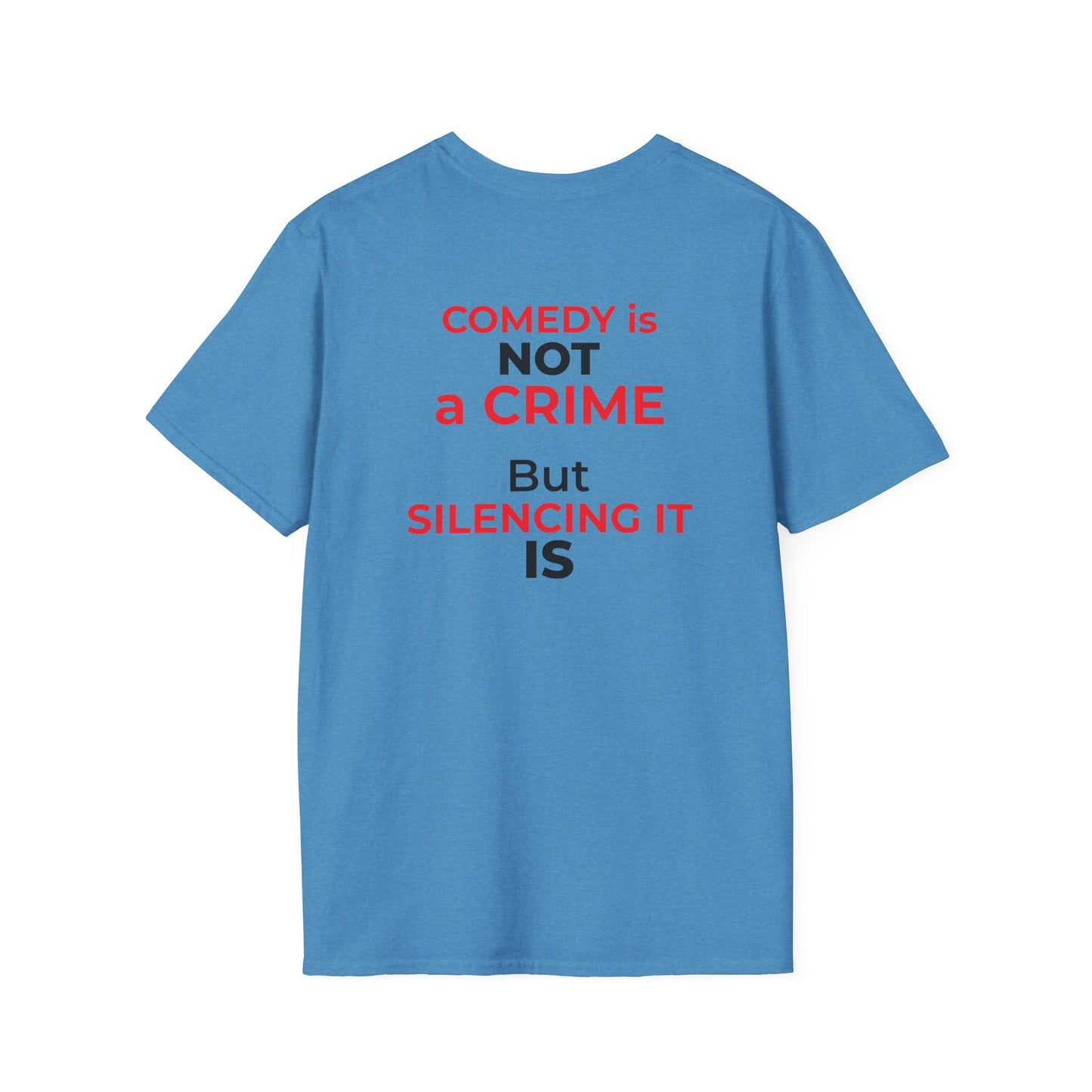 Comedy Is Not a Crime – Silencing It Is – Jimmy Kimmel Tee – Sapphire Blue