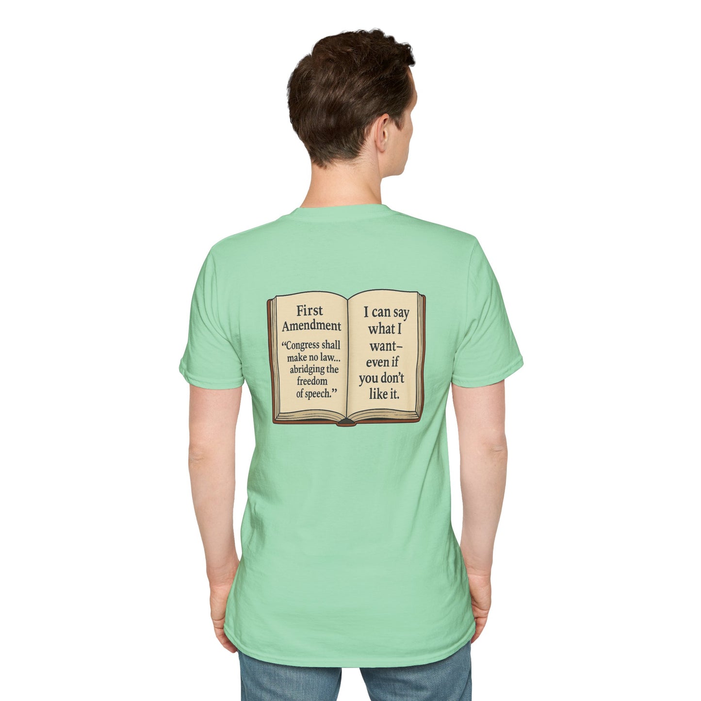 Flipping Off Tyranny: The First Amendment Speaks — Two-Sided MINT GREEN Statement Tee