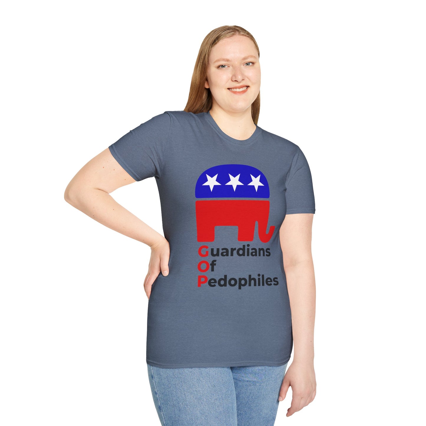Release the Epstein Files T-Shirt – GOP Accountability Two-Sided Protest Tee – Heather Indigo