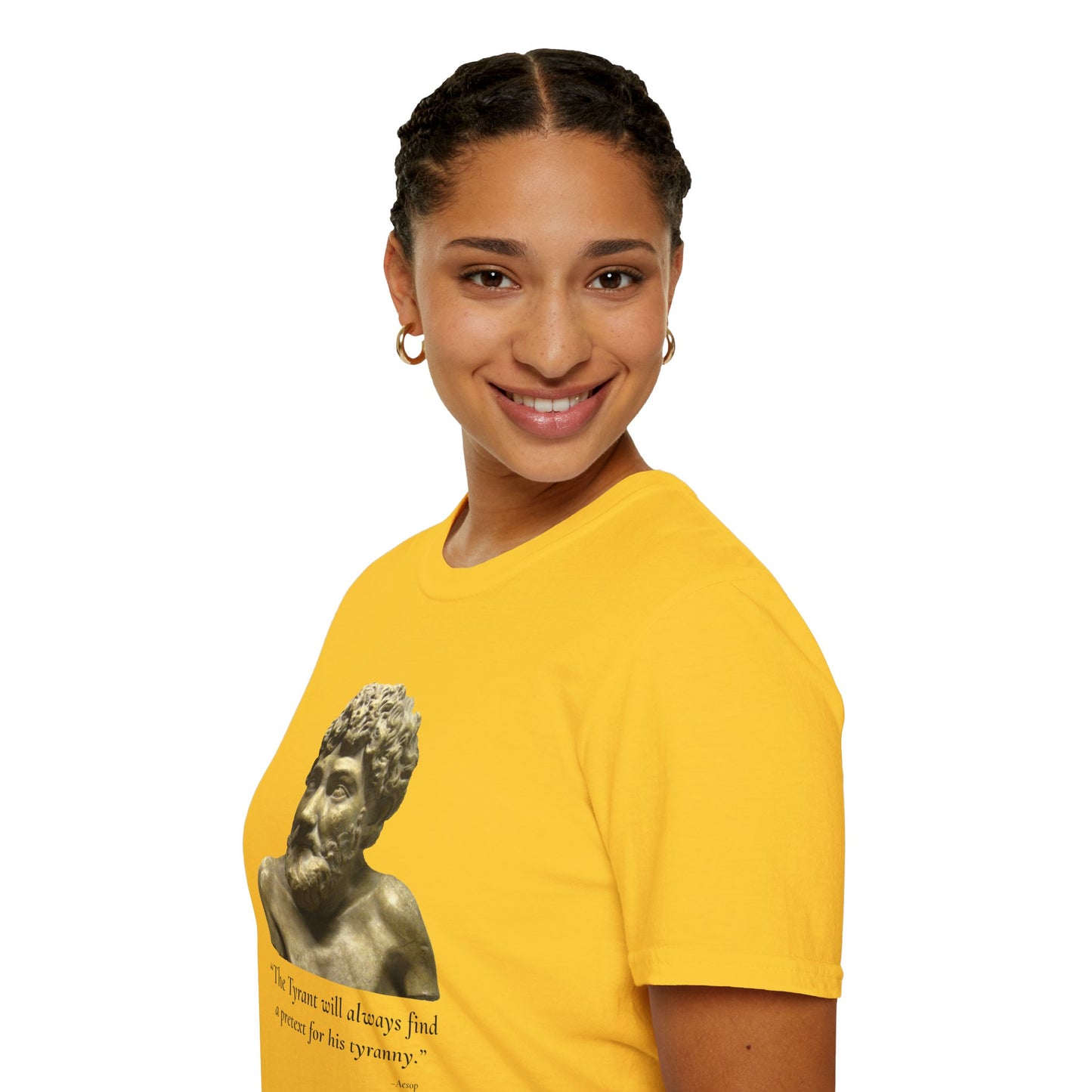 Two-Sided Tyranny Quote T-Shirt – Aesop Front / Crisis Pretexts Back