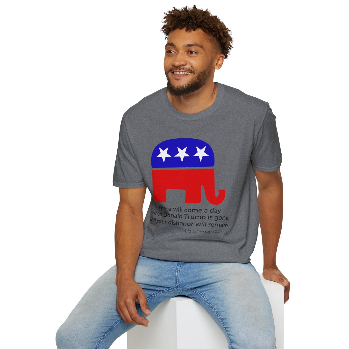 Liz Cheney Dishonor Will Remain Tee – Republican Accountability Quote Shirt – Graphite Heather
