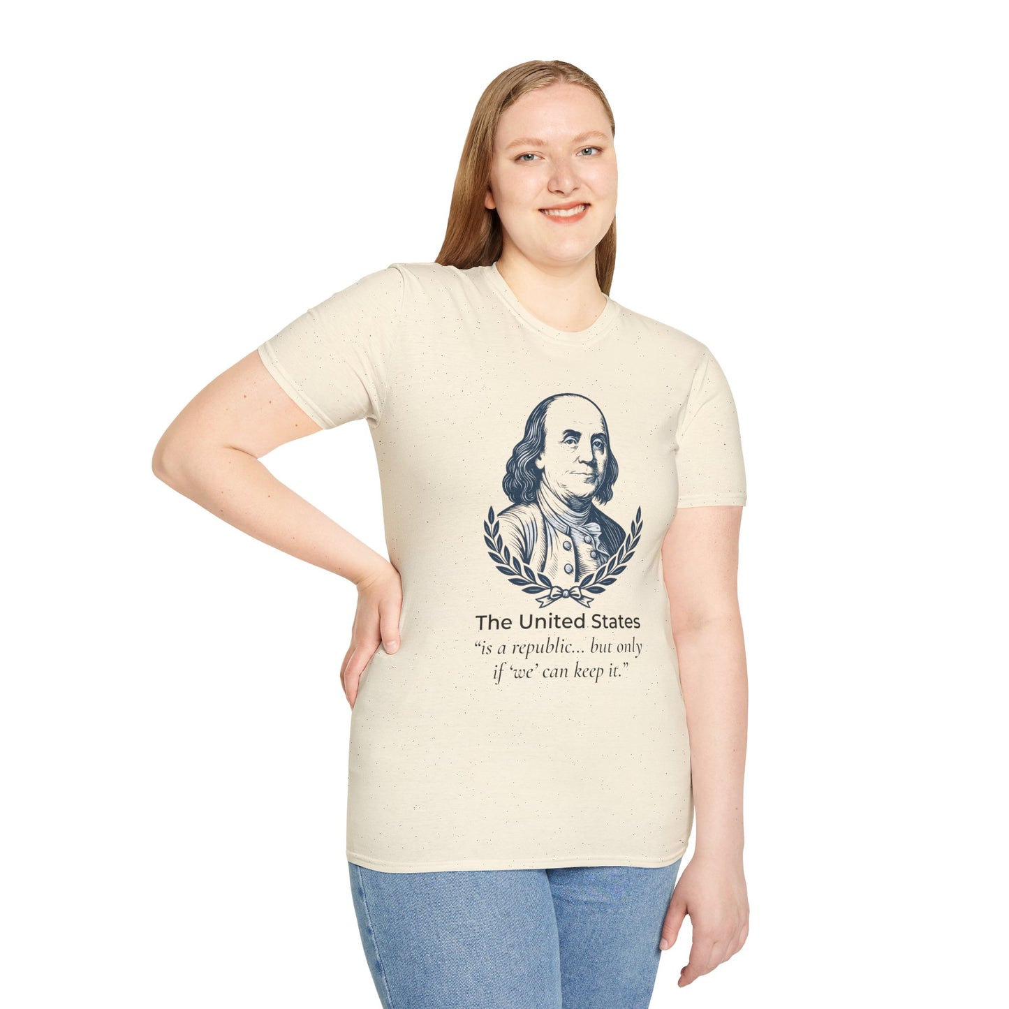 Ben Franklin Shirt – A Republic If You Can Keep It Quote – Natural