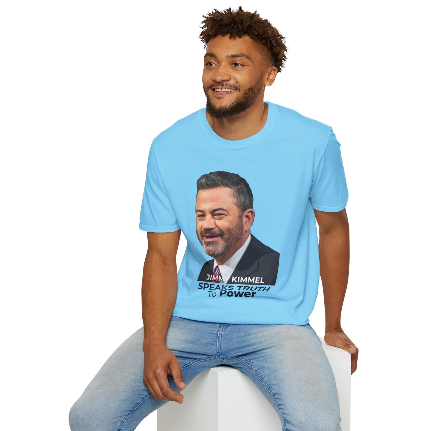 Comedy Is Not a Crime – Silencing It Is – Jimmy Kimmel Tee – Sky Blue