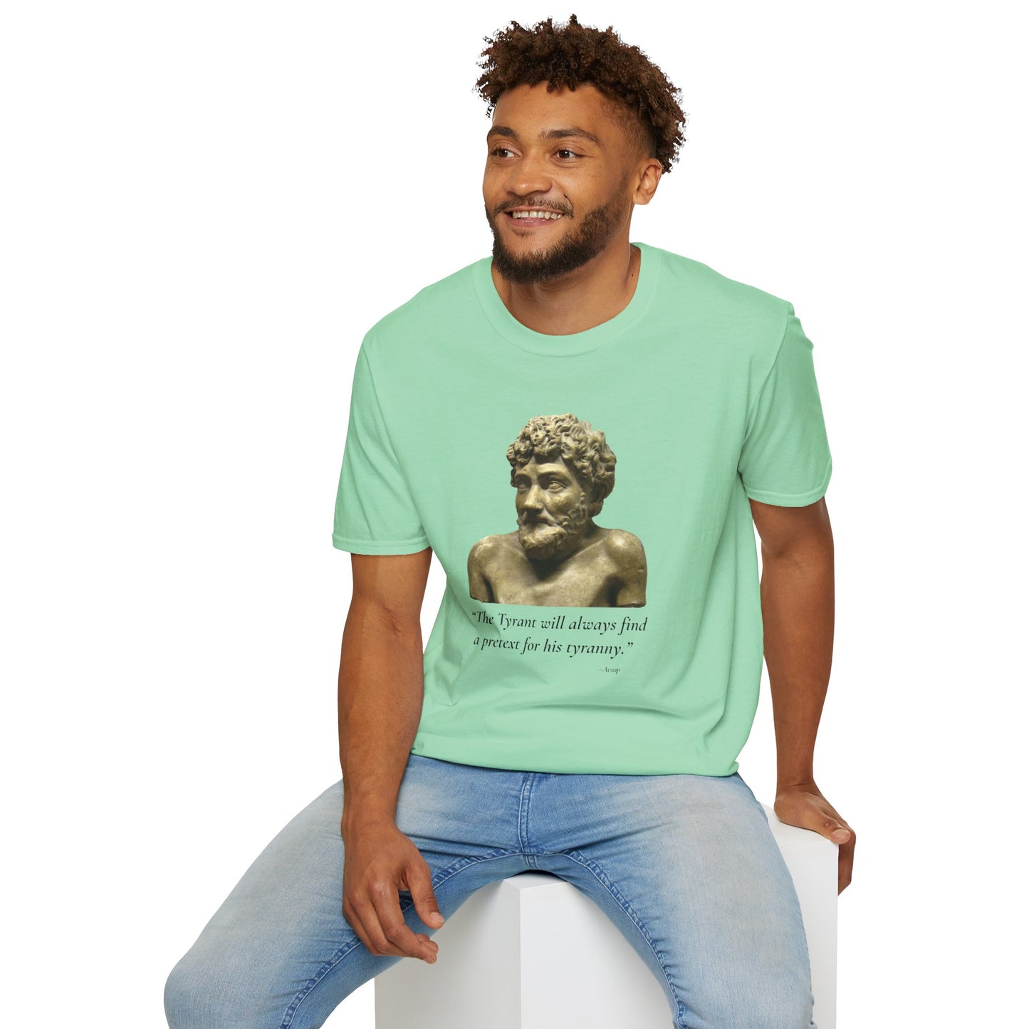The Tyrant’s Pretext T-Shirt MINT GREEN– Aesop Quote Front